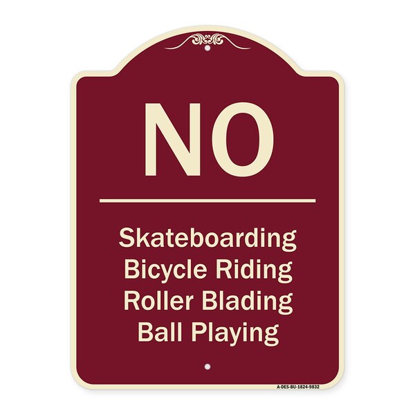 Signmission Designer Series-No-Bicycle Riding Roller Blading Ball Playing, 24" x 18", BU-1824-9832 A-DES-BU-1824-9832 - main